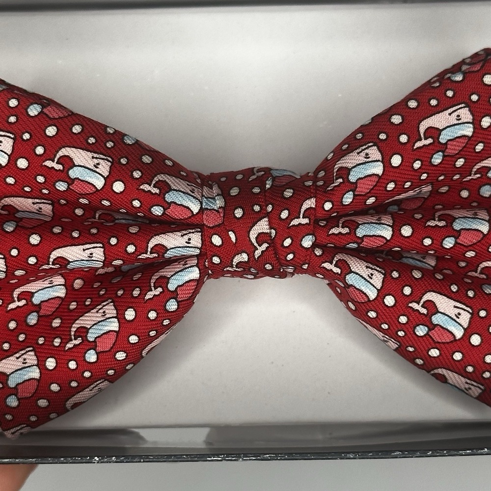 Vineyard Vines Boy's Downstream Fish Red Bow Tie Pre-Tied NEW